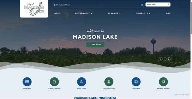 Security scan screenshot of https://www.ci.madison-lake.mn.us/