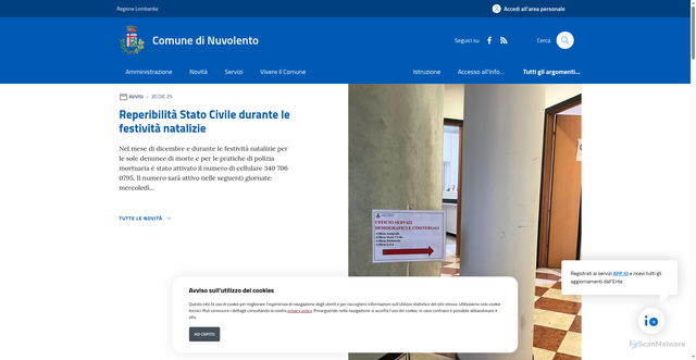 Security scan screenshot of https://www.comune.nuvolento.bs.it/