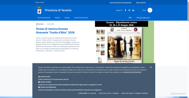 Security scan screenshot of https://www.provincia.taranto.it