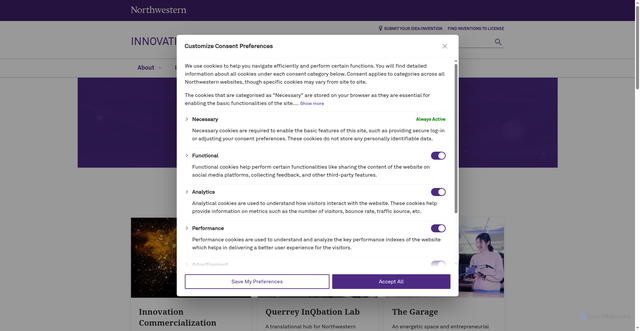 Security scan screenshot of https://www.invo.northwestern.edu