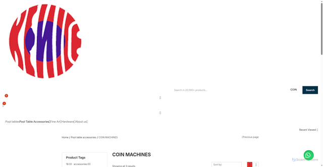 Security scan screenshot of http://keniceonlinestore.com/product-category/pool-table-accesories/coin-machines/