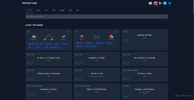Security scan screenshot of https://dofustream.com/