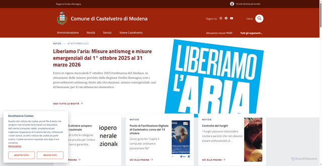 Security scan screenshot of https://www.comune.castelvetro-di-modena.mo.it/