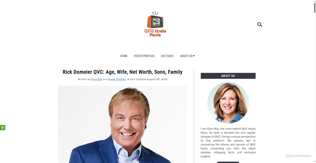 Security scan screenshot of https://qvchostsfacts.com/rick-domeier-qvc/
