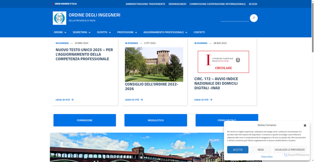 Security scan screenshot of https://pavia.ordingegneri.it/