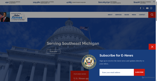 Security scan screenshot of https://james.house.gov/