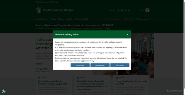 Security scan screenshot of https://www.cittametropolitanacagliari.it/