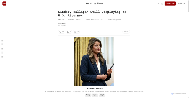 Security scan screenshot of https://morningmemo.talkingpointsmemo.com/p/lindsey-halligan-still-cosplaying