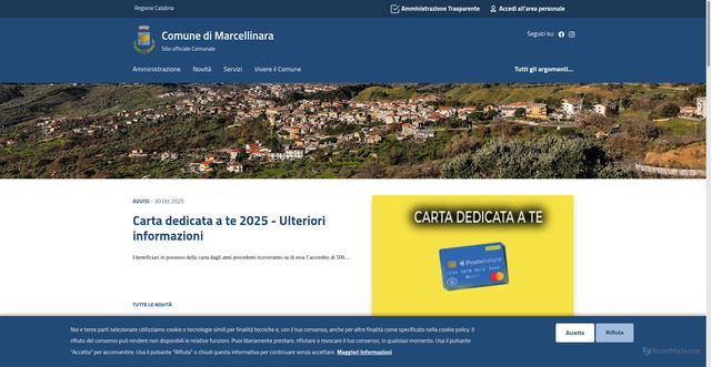 Security scan screenshot of https://www.comune.marcellinara.cz.it/