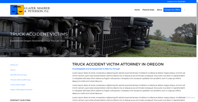 Security scan screenshot of https://gmplawyers.com/practice-areas/truck-accident-victims/
