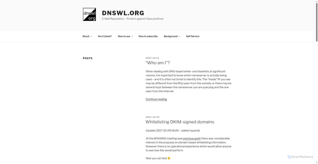 Security scan screenshot of https://www.dnswl.org/