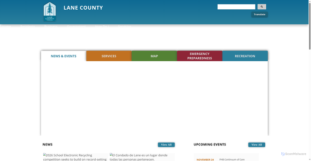 Security scan screenshot of https://www.lanecountyor.gov/