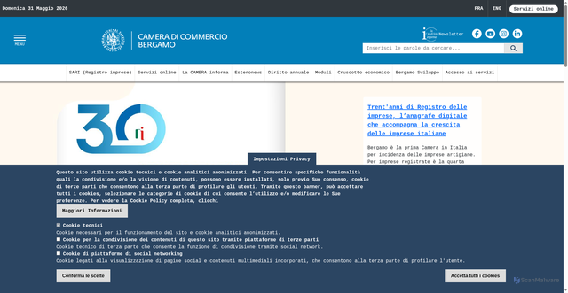 Security scan screenshot of https://www.bg.camcom.it