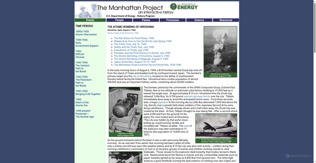 Security scan screenshot of https://www.osti.gov/opennet/manhattan-project-history/Events/1945/hiroshima.htm