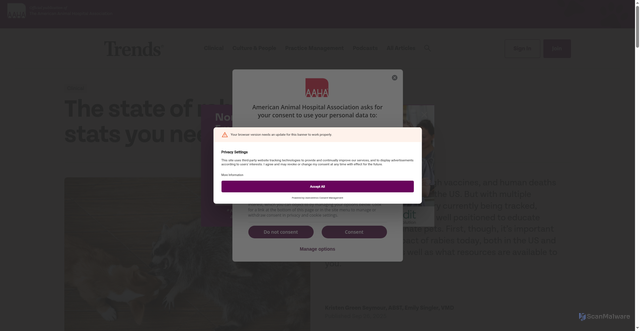 Security scan screenshot of https://www.aaha.org/trends-magazine/publications/the-state-of-rabies-facts-and-stats-you-need-to-know/