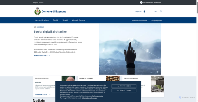 Security scan screenshot of https://www.comune.bagnone.ms.it/
