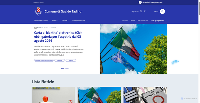 Security scan screenshot of https://www.comune.gualdo-tadino.pg.it