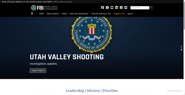 Security scan screenshot of https://www.fbi.gov/