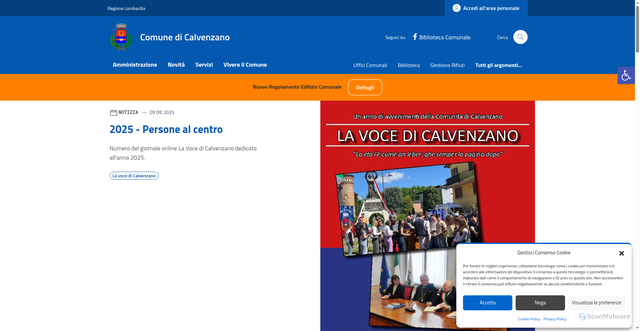 Security scan screenshot of https://comune.calvenzano.bg.it/