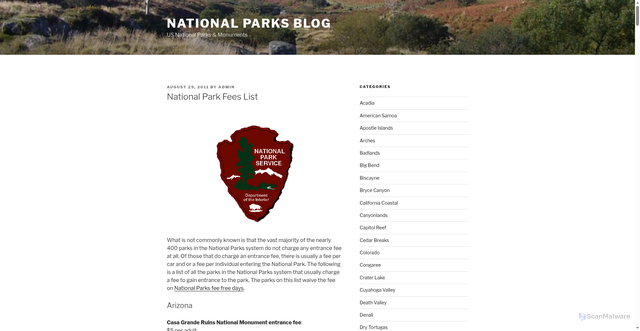 Security scan screenshot of https://www.nationalparksblog.com/national-park-fees-list/