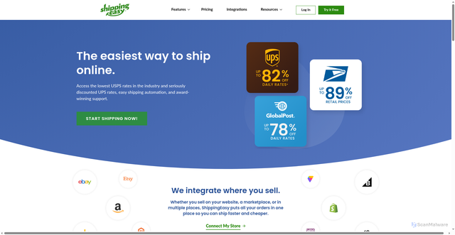 Security scan screenshot of https://shippingeasy.com/