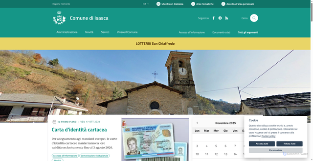 Security scan screenshot of https://www.comune.isasca.cn.it/