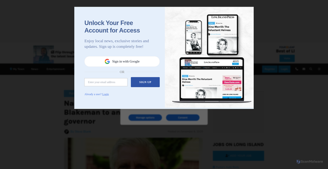 Security scan screenshot of https://www.longislandpress.com/2025/12/08/nassau-county-executive-bruce-blakeman-to-announce-bid-for-governor/