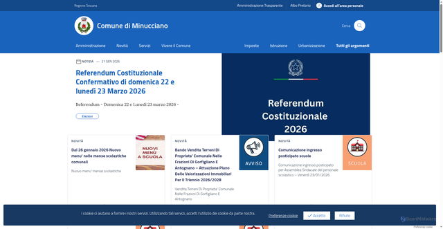 Security scan screenshot of https://comune.minucciano.lu.it/