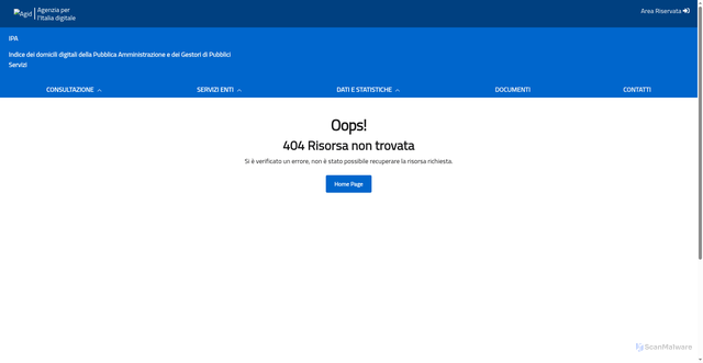 Security scan screenshot of https://indicepa.gov.it/areaprivata2/n-ente-form.php