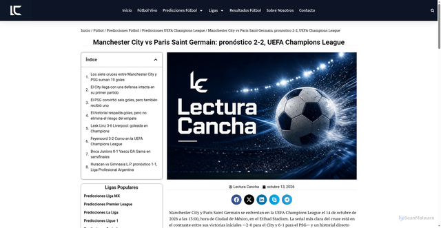 Security scan screenshot of https://www.lecturacancha.com.mx/manchester-city-vs-paris-saint-germain-pronstico-2-2-uefa-champions-league/