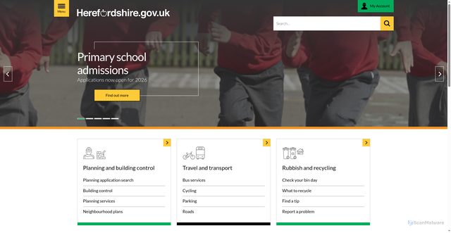 Security scan screenshot of https://www.herefordshire.gov.uk/