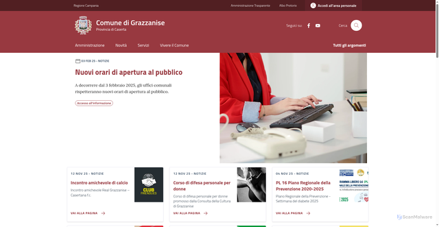 Security scan screenshot of https://comune.grazzanise.ce.it/