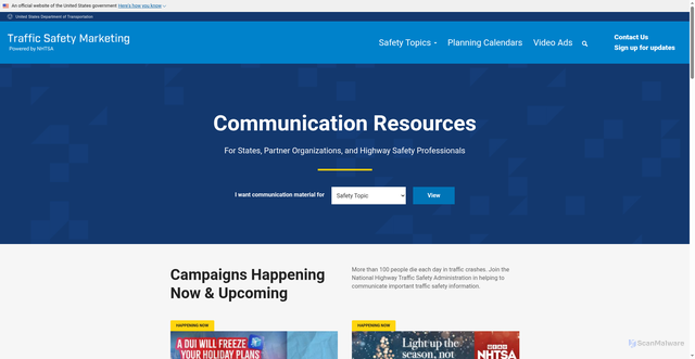 Security scan screenshot of https://www.trafficsafetymarketing.gov/
