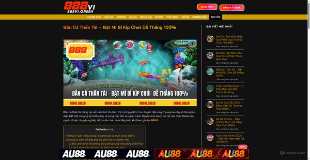 Security scan screenshot of https://888vit3.com/ban-ca-than-tai/