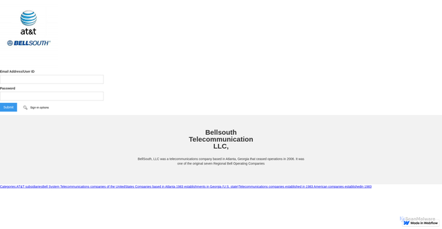 Security scan screenshot of https://bellsouth-att-sign-in-96416b.webflow.io/