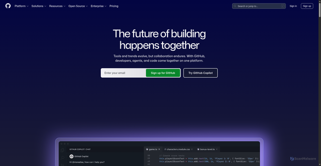 Security scan screenshot of https://github.com/
