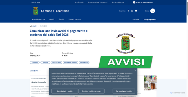 Security scan screenshot of https://www.comune.leonforte.en.it/