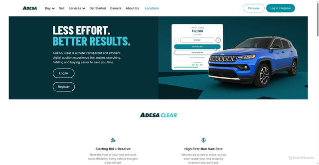 Security scan screenshot of https://auth.marketplace.adesa.com