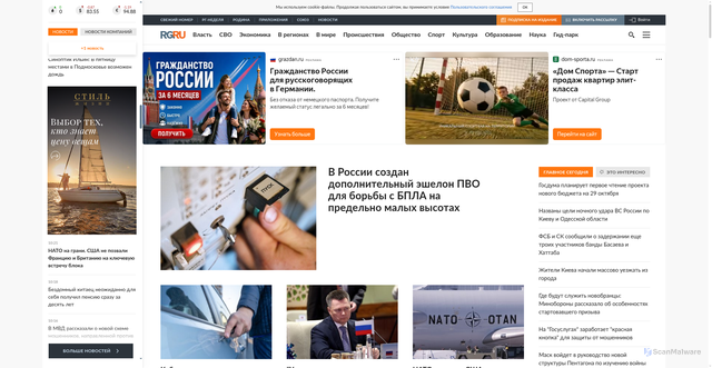 Security scan screenshot of https://rg.ru