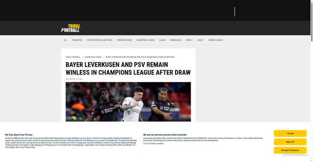 Security scan screenshot of https://www.tribalfootball.com/article/soccer-champions-league-bayer-leverkusen-and-psv-remain-winless-in-champions-league-after-draw-59a70a73-acdb-4ee6-a367-4b0dcdcd8a0a