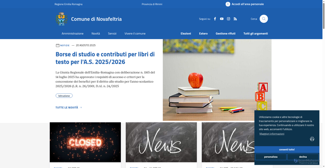Security scan screenshot of https://www.comune.novafeltria.rn.it/