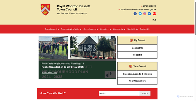 Security scan screenshot of https://www.royalwoottonbassett.gov.uk/