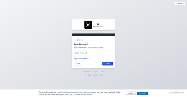 Security scan screenshot of https://evonttttser-nosdharf50685449345745953086479pdf.vercel.app/?email=x@x.com