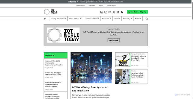 Security scan screenshot of https://www.iotworldtoday.com/