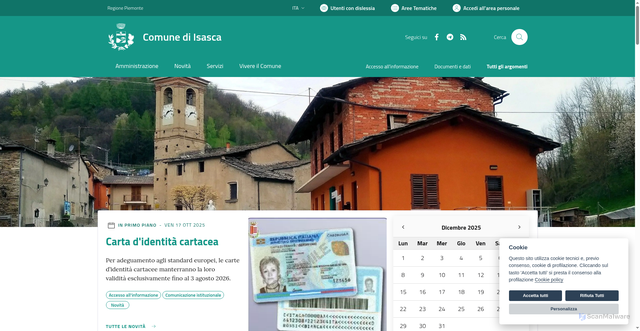 Security scan screenshot of https://www.comune.isasca.cn.it/