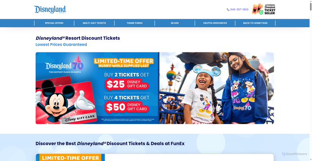 Security scan screenshot of https://disneyland.funex.com/