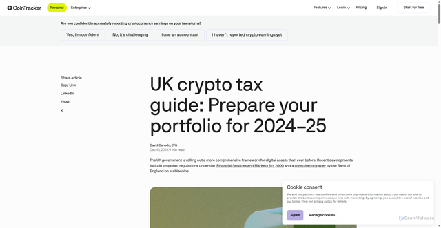 Security scan screenshot of https://ct-business.pages.dev/blog/uk-crypto-tax-guide