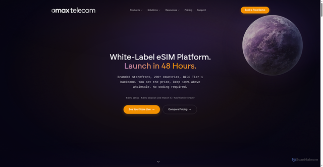Security scan screenshot of https://omaxtelecom-web.pages.dev/