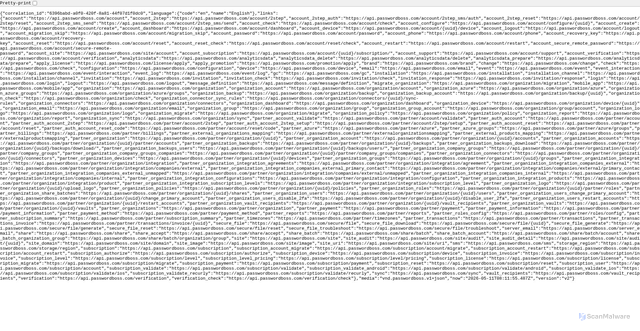 Security scan screenshot of https://api.passwordboss.com