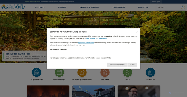 Security scan screenshot of https://ashlandoregon.gov/